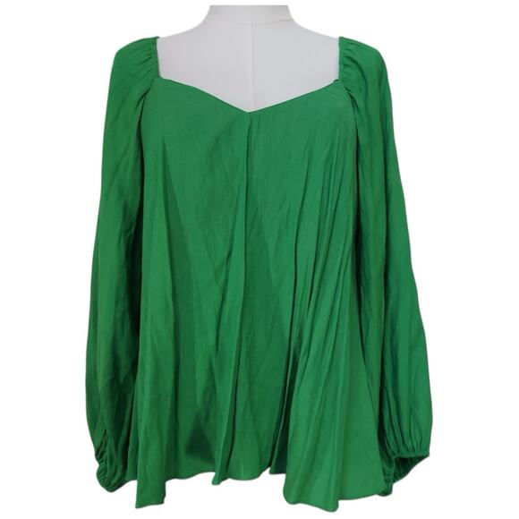 Pomander Place Pippa Puff Sleeve Blouse In Palm Green Size M - Picture 2 of 9